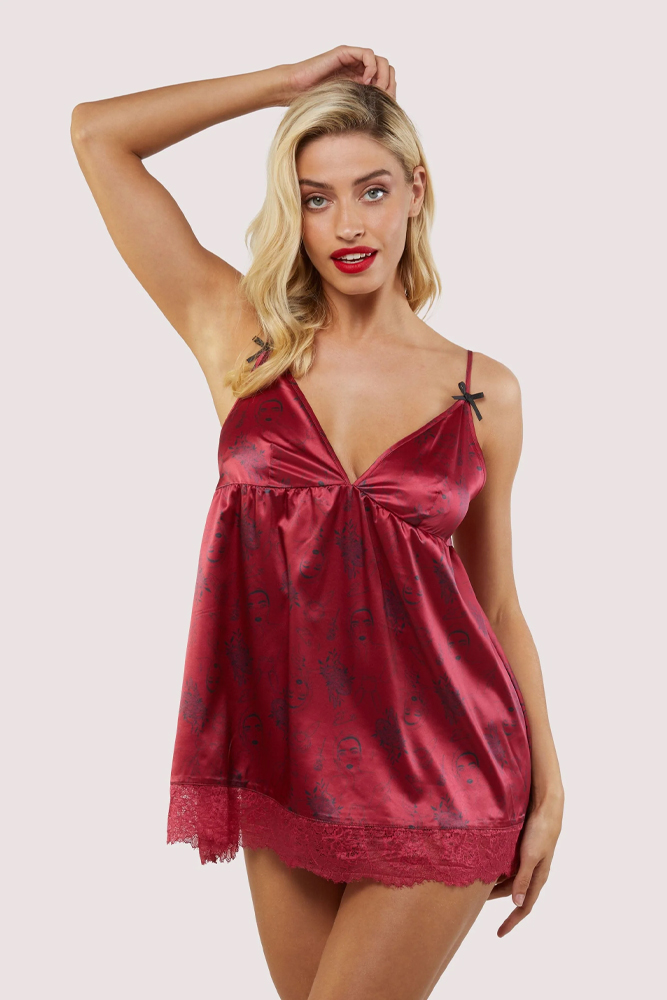 Red lace discount slip dress